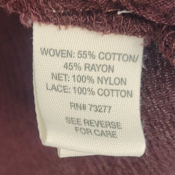 Mudd Burgundy Lace Accent Tie Front Blouse - Picture 10 of 10